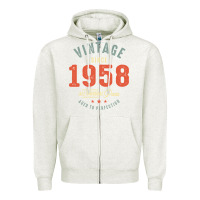 Oatmeal Heather Vintage Since 1958 - 64th Birthday Retro Classic Zipper Hoodie - linhVisuals