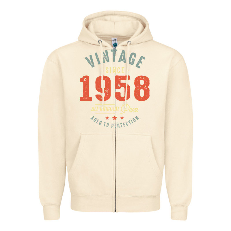 Vintage Since 1958 - 64th Birthday Retro Classic Zipper Hoodie by linhVisuals | Teevron