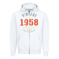 White Vintage Since 1958 - 64th Birthday Retro Classic Zipper Hoodie - linhVisuals