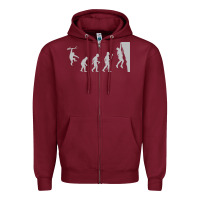 Burgundy funny rock climbing evolution Zipper Hoodie - linhVisuals