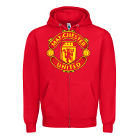 Red manchester Zipper Hoodie - linhVisuals