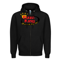Black Pizza King Cowboy Zipper Hoodie - linhVisuals
