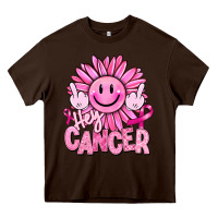 Chocolate Brown hey cancer smiley face breast cancer Heavy Core Tee - RanaPortraitStore