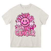 Cream hey cancer smiley face breast cancer Heavy Core Tee - RanaPortraitStore