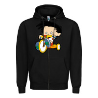 Black bobby on his bike   bobbys world Zipper Hoodie - linhVisuals