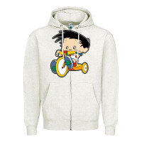 Oatmeal Heather bobby on his bike   bobbys world Zipper Hoodie - linhVisuals
