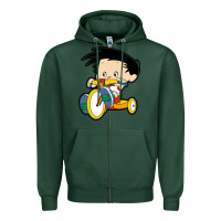 Sports Green bobby on his bike   bobbys world Zipper Hoodie - linhVisuals