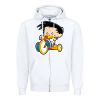 White bobby on his bike   bobbys world Zipper Hoodie - linhVisuals