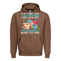 Chestnut yarn t  shirt in my dream world yarn is free, coffee is healthy and cr Zipper Hoodie - linhVisuals