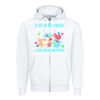 White yarn t  shirt in my dream world yarn is free, coffee is healthy and cr Zipper Hoodie - linhVisuals