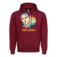 Burgundy wpap phil collins rock Zipper Hoodie - linhVisuals