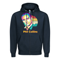 Navy wpap phil collins rock Zipper Hoodie - linhVisuals