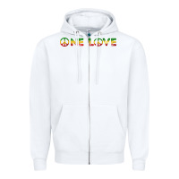 White one love rasta reggae music rastafarian lover jamaica peace t shirt Zipper Hoodie - linhVisuals