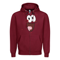 Burgundy sponge.bob squa.re.pants patrick face portrait Zipper Hoodie - linhVisuals