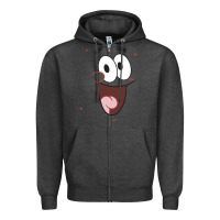 Charcoal Heather sponge.bob squa.re.pants patrick face portrait Zipper Hoodie - linhVisuals