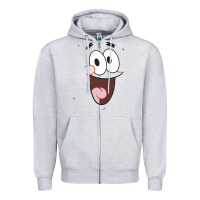 Heather Grey sponge.bob squa.re.pants patrick face portrait Zipper Hoodie - linhVisuals