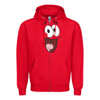 Red sponge.bob squa.re.pants patrick face portrait Zipper Hoodie - linhVisuals