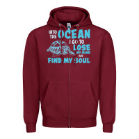 Burgundy into the ocean i go to find my soul Zipper Hoodie - linhVisuals