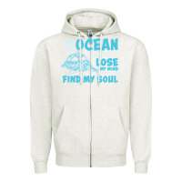 Oatmeal Heather into the ocean i go to find my soul Zipper Hoodie - linhVisuals