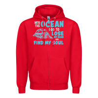 Red into the ocean i go to find my soul Zipper Hoodie - linhVisuals