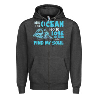 Charcoal Heather into the ocean i go to find my soul Zipper Hoodie - linhVisuals