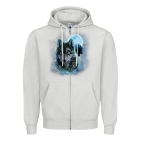 Dove Grey t shirt, grey wolf hunting ground, icy moon, forest, galaxy Zipper Hoodie - linhVisuals
