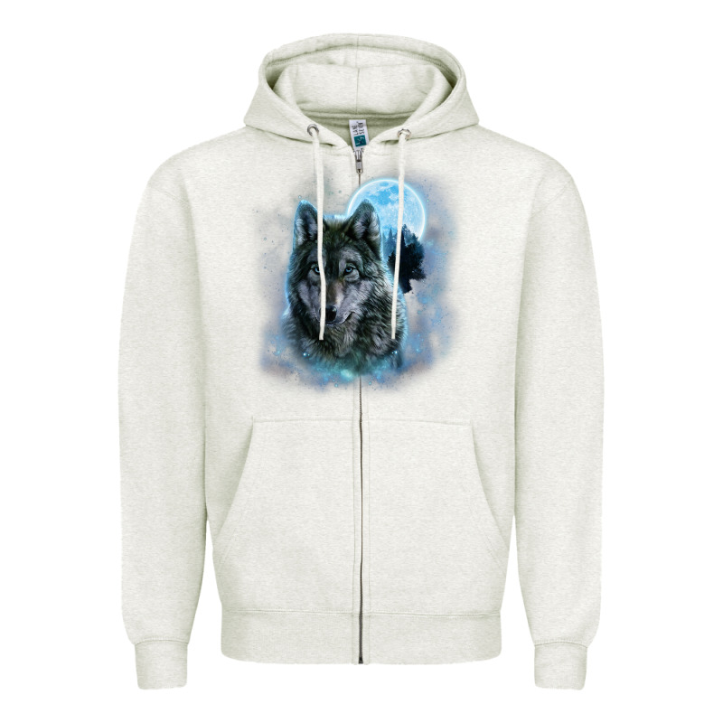 T Shirt, Grey Wolf Hunting Ground, Icy Moon, Forest, Galaxy Zipper Hoodie by linhVisuals | Teevron