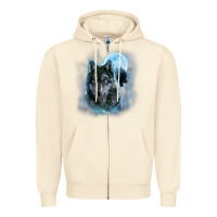 Sandshell t shirt, grey wolf hunting ground, icy moon, forest, galaxy Zipper Hoodie - linhVisuals