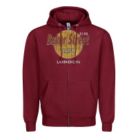 Burgundy baker street cafe 221b london   sherlock holmes fans Zipper Hoodie - linhVisuals