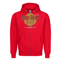 Red baker street cafe 221b london   sherlock holmes fans Zipper Hoodie - linhVisuals