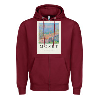 Burgundy Claude Monet 1888 Zipper Hoodie - linhVisuals