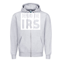 Heather Grey defund the irs Zipper Hoodie - linhVisuals