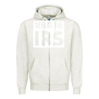 Oatmeal Heather defund the irs Zipper Hoodie - linhVisuals