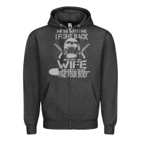 Charcoal Heather mess with my wife and they Zipper Hoodie - linhVisuals