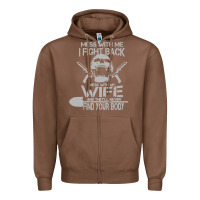 Chestnut mess with my wife and they Zipper Hoodie - linhVisuals