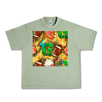 Oil Green american football go with thunder and leopard  seamless pattern Urban Heavy Tee - BundleAndBundleShop