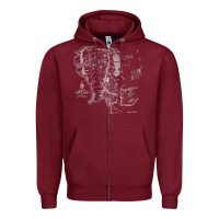 Burgundy middle earth map [tb] Zipper Hoodie - linhVisuals