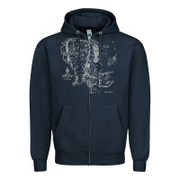 Navy middle earth map [tb] Zipper Hoodie - linhVisuals