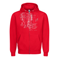 Red middle earth map [tb] Zipper Hoodie - linhVisuals