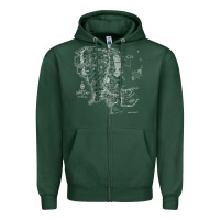 Sports Green middle earth map [tb] Zipper Hoodie - linhVisuals