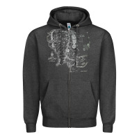 Charcoal Heather middle earth map [tb] Zipper Hoodie - linhVisuals