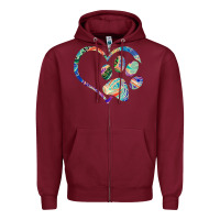 Burgundy dog paw print tie dye rainbow dog lover rescue retro 70s t shirt Zipper Hoodie - linhVisuals