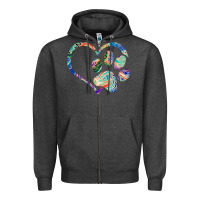 Charcoal Heather dog paw print tie dye rainbow dog lover rescue retro 70s t shirt Zipper Hoodie - linhVisuals