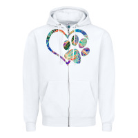 White dog paw print tie dye rainbow dog lover rescue retro 70s t shirt Zipper Hoodie - linhVisuals