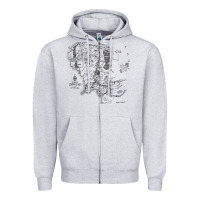 Heather Grey middle earth map [tw] Zipper Hoodie - linhVisuals