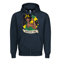 Navy jamaican black woman t shirt jamaica afro girl pride Zipper Hoodie - linhVisuals