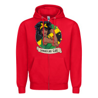 Red jamaican black woman t shirt jamaica afro girl pride Zipper Hoodie - linhVisuals