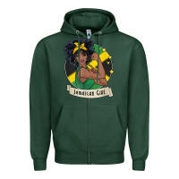 Sports Green jamaican black woman t shirt jamaica afro girl pride Zipper Hoodie - linhVisuals