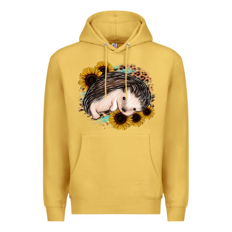 Sleeping Hedgehog Sunflower Leopard Premium Hoodie by Jasminsmagicworld | Teevron