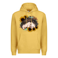 Antique Gold sleeping hedgehog sunflower leopard Premium Hoodie - Jasminsmagicworld